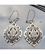 SIAM VINTAGE 925 STERLING SILVER BLACK ENAMEL DANGLE EARRINGS - €36,55 EUR