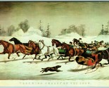 Dealer Card Trotting Cracks In Snow By Louis Mauer Currier &amp; Ives Postca... - $9.76