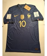 Kylian Mbappe France 2022 World Cup Qatar Match Slim Fit Blue Home Socce... - $100.00