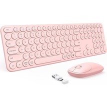 Pink Wireless Keyboard And Mouse With Usb And Type C Receiver, Cute Wireless Key - £43.57 GBP
