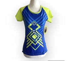 New Moxie Cycling Women&#39;s Small Shirt Top Blue Lime Zipper Back Pocket S... - £12.64 GBP
