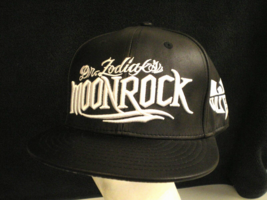 Dr. Zodiak&#39;s Moon Rock Colorado Dispensary Black Leather Snapback Hat Lid Cap - £37.67 GBP