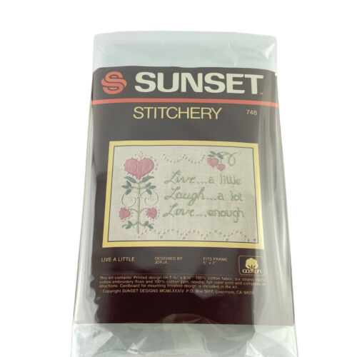 Sunset Stitchery Embroidery  Live a Little Laugh a Lot Love Enough Sampler Heart - £11.36 GBP