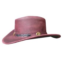 Crazy Horse Waxed Burgundy Leather Bush Hat - £147.88 GBP