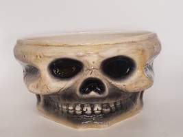 Retired Spirit Halloween Skull Ceramic Punch Bowl Candy Dish - £31.92 GBP