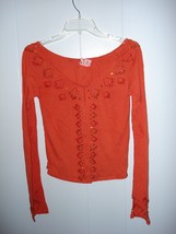Da-Nang Ladies Long Sleeved Top w/Beads &amp; Sequins Rust Cropped Size Small  - $34.00