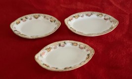 3 Porcelain Meito Small Dishes Open Salts Hand Painted Marked Nippon - $16.40 CAD