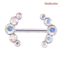 2Pcs    Sexy Clear Colorful Crystal Love Dangle Nipple Piercing Shields Bars Pie - £14.95 GBP