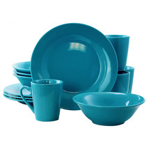 Gibson Home Carlton 12 Piece Dinnerware Set in Blue - £53.11 GBP