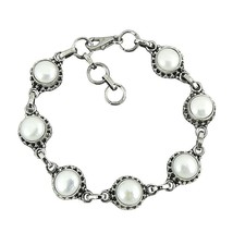Sterling Silver Natural Pearl Gemstone Handmade Women&#39;s Bracelet Gift For Girl&#39;s - £88.35 GBP