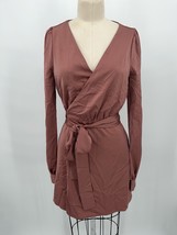 NWT NBD Janet Mini Wrap Dress Sz S Mauve Pink Puff Long Sleeve Revolve S... - £66.43 GBP