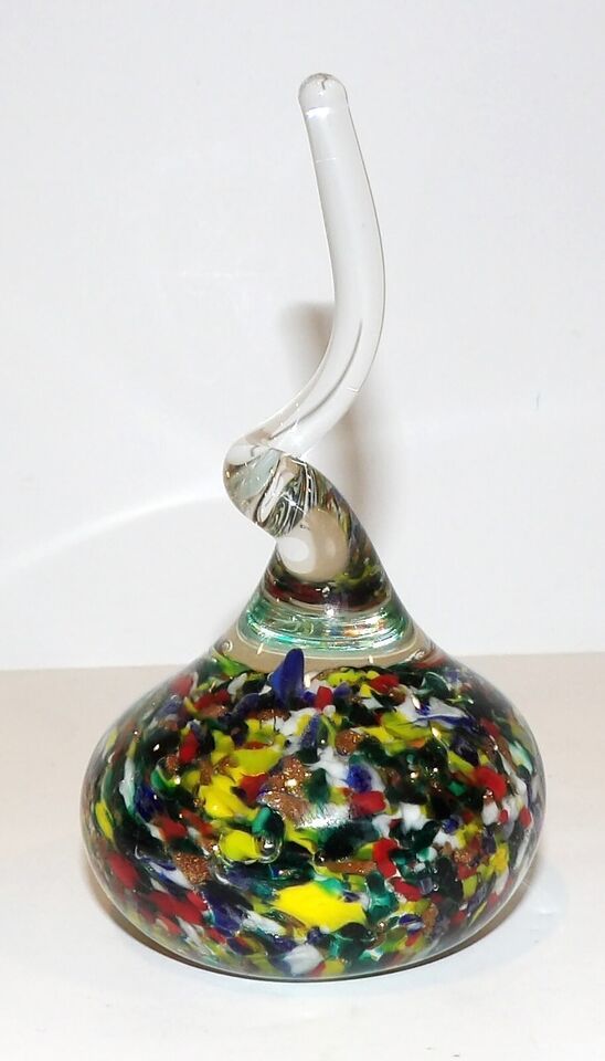 LOVELY ART GLASS MULTI-COLOR COPPER AVENTURINE 4 3/4&quot; TWIST DESIGN PAPER... - $64.34