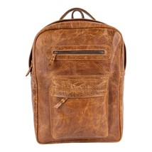 Leather Men&#39;s Laptop Backpack Brown Leather Rucksack For Travel, Office, College - £82.67 GBP