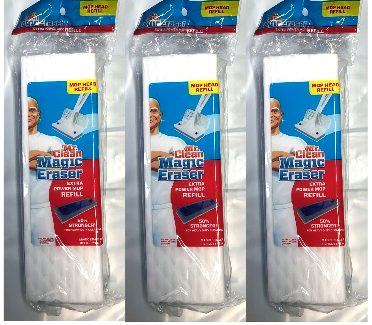 Primary image for 3xMr.Clean Magic Eraser Extra Power Mop Refill for Heavy duty Cleaning 50 % stro