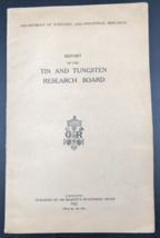 Vintage 1922 Tin &amp; Tungsten Research Board Report London w/ Flow Charts Dolcoath - £29.94 GBP