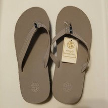Simply Southern Women&#39;s Size M 6.5/7.5 Leather Flip Flop Cloud Gray - £15.64 GBP