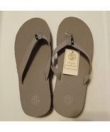 Simply Southern Women's Size M 6.5/7.5 Leather Flip Flop Cloud Gray - $19.80
