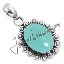 Handcrafted Jewelry Natural Aqua Chalcedony Sterling Silver 925 Pendant - £25.38 GBP