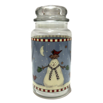 Sakura Debbie Mumm Canister Glass Cookie Jar Country Grannycore Snowmen - £12.92 GBP