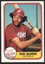 Philadelphia Phillies Bake McBride 1981 Fleer Baseball Card #9 nr mt - $0.50