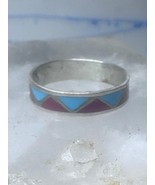 Zuni ring wedding band turquoise coral chips size 9.50 men women - $63.36