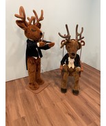 Set Of 2-60” & 48” Tall Animated Mechanical Van Deer Family Deer-David Hamberger - $2,970.00