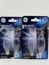 (2) GE 48701 HD+Light Reveal 40 W Clear Finish B Type Decorative Bulbs 2pk - £8.52 GBP