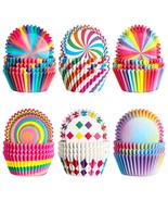 600 Pieces Cupcake Liners Cupcake Wrappers Rainbow Cupcake Cups, Colorfu... - £20.33 GBP