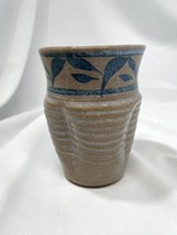 Suzanne Kent Studio Pottery Beige and Blue Vase Tumbler - Pennsylvania - £11.95 GBP