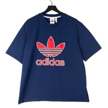 Adidas Originals Men&#39;s XXL Navy Blue Trefoil Graphic Crew Neck T-Shirt - £15.56 GBP