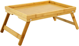 WKWKER Bamboo TV Bed Tray Table with Folding Legs Serving Trays Drawing Table Po - £21.89 GBP