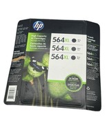 HP 564XL Black High Yield Ink Cartridge 3 Pack Genuine OEM Exp 11/17 New... - £13.72 GBP