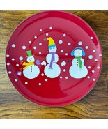 Pier 1 Snowball SALAD PLATE Hand Painted Snowman Christmas - $25.75