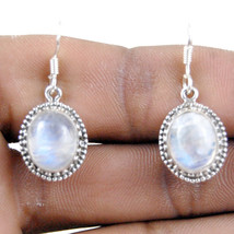 925 Sterling Silver Rainbow Moonstone Handmade Earrings Xmas Gift Women ES-1027 - £28.20 GBP