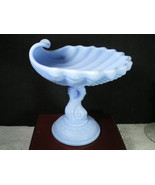 IMPERIAL SATIN POWDER BLUE DOLPHIN FOOTED COMPOTE~~~a must see~~ - $39.95