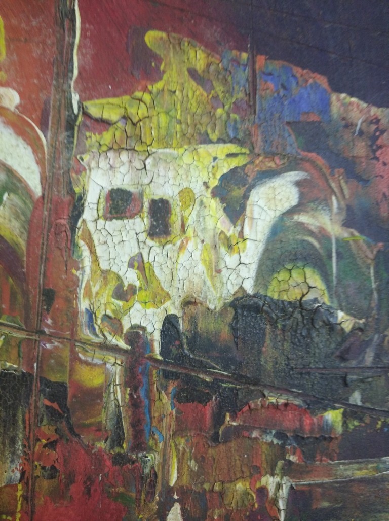 Vtg Zoltan Perlmutter Surrealistic Impasto Oil Painting Rising Sun, 37.5 x 58 cm Item image 4
