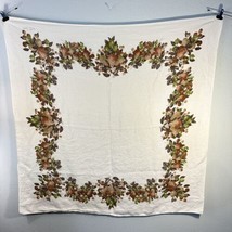 Vintage Luther Travis Fruit And floral tablecloth Signed 45x48 MCM Boho - $17.00