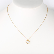 Gold Tone Necklace With White Faux Mother-of-Pearl Heart Pendant - $23.99