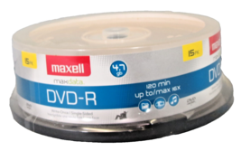 Maxell 4.7 GB DVD-R 15pk  Spindle Write Once / Single Sided Blank Media - $14.95