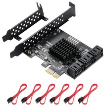 Pcie Sata Card 6 Ports, With 6 Sata Cables And Low Profile Bracket, 6 Gb... - £47.79 GBP