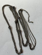 Long Multistrand Antique Goldtone Silvertone Chain w Periodic Intentional Knots - £9.02 GBP