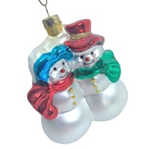Thomas Pacconi Christmas Ornament Museum Series Mr Mrs Snowman Blown Glass 3.5&quot; - £10.31 GBP