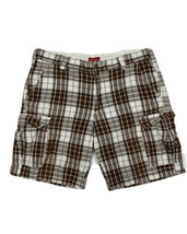 Merona Men Size 36 (Measure 36x10) Brown/Wht Plaid Cargo Pockets Shorts - £8.88 GBP