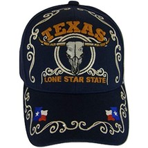 Texas Lone Star State Adjustable Baseball Cap with Flag and Longhorn (Navy) - £12.51 GBP