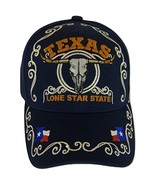 Texas Lone Star State Adjustable Baseball Cap with Flag and Longhorn (Navy) - £12.74 GBP