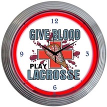 Lacrosse Art Light 15&quot; Neon Hanging Wall Clock 8LAXXX - $81.99