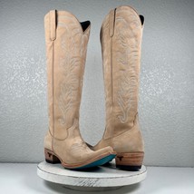 Lane Sandaga Knee High Cowboy Boots Womens 7.5 Tan LeatherSnip Toe Tall ... - £230.76 GBP