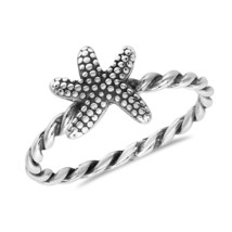 Casual Fun Sterling Silver Starfish with Twisted Band Ring-7 - £11.73 GBP
