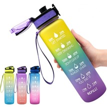 1L Tritan Water Bottle With Time Marker Bounce Cover Motivational Water Bottle - £6.87 GBP
