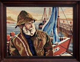 Vintage Margot de Paris Needlepoint Tapestry: French Fisherman Coastal W... - $4,485.54 MXN